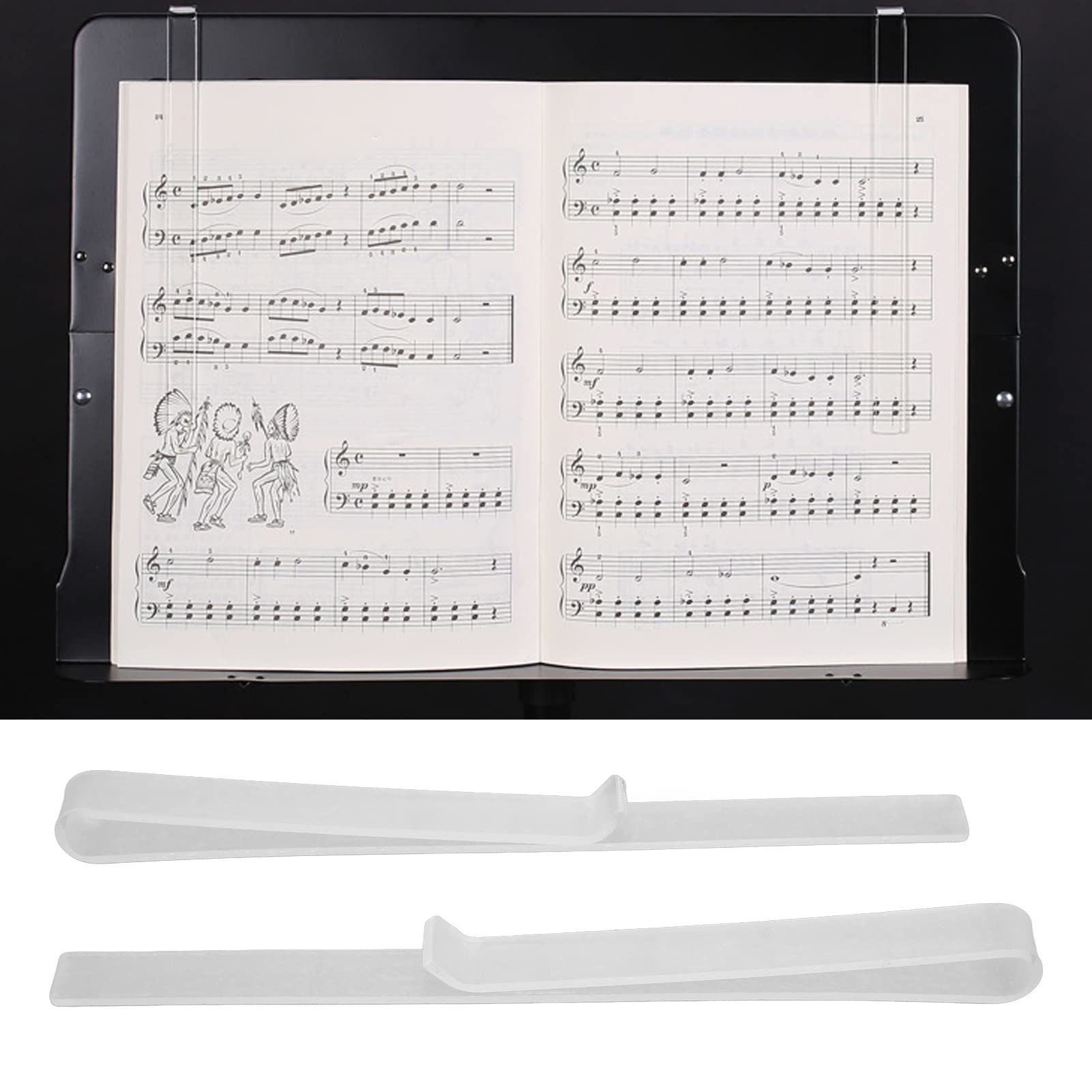 Support de page de pupitre de musique,1 paire de pinces à musique d'extérieur de rechange pour piano, Supports,tabourets,housses