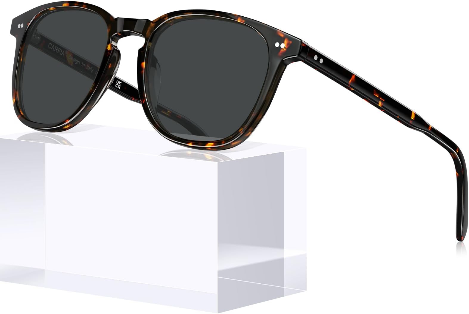 Retro Polarized Sunglasses for Women Small and Medium Face UV Protection, Handcrafted Acetate Frame Sunnies CA5285, 8. Tortoise Frame Grey Lens, One size