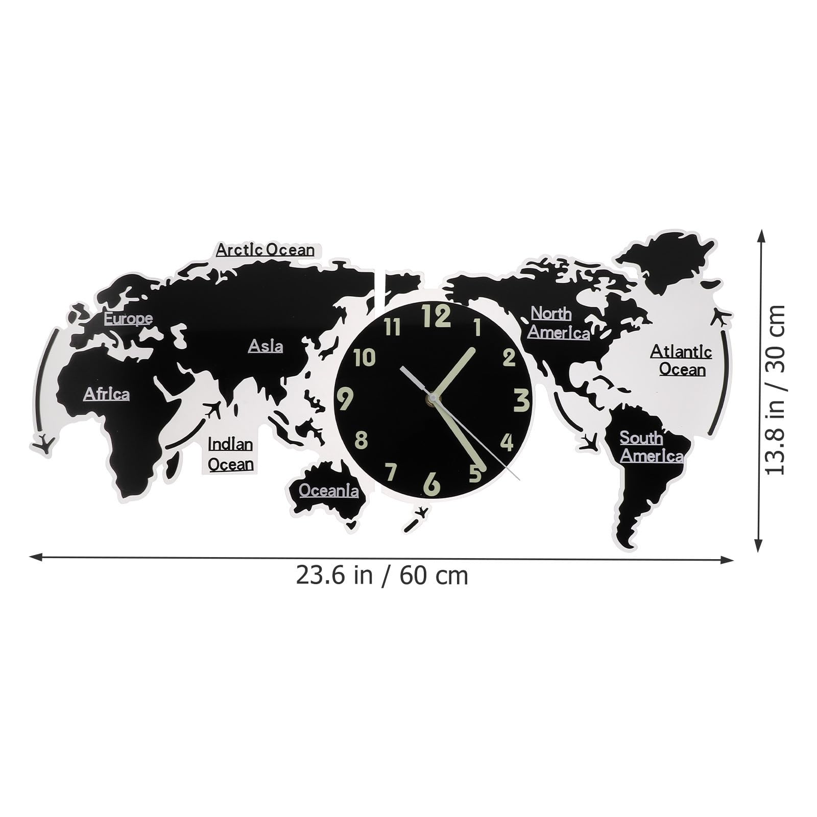 Acrilico Orologio da Parete Silenzioso con Mappa Geografica per Casa