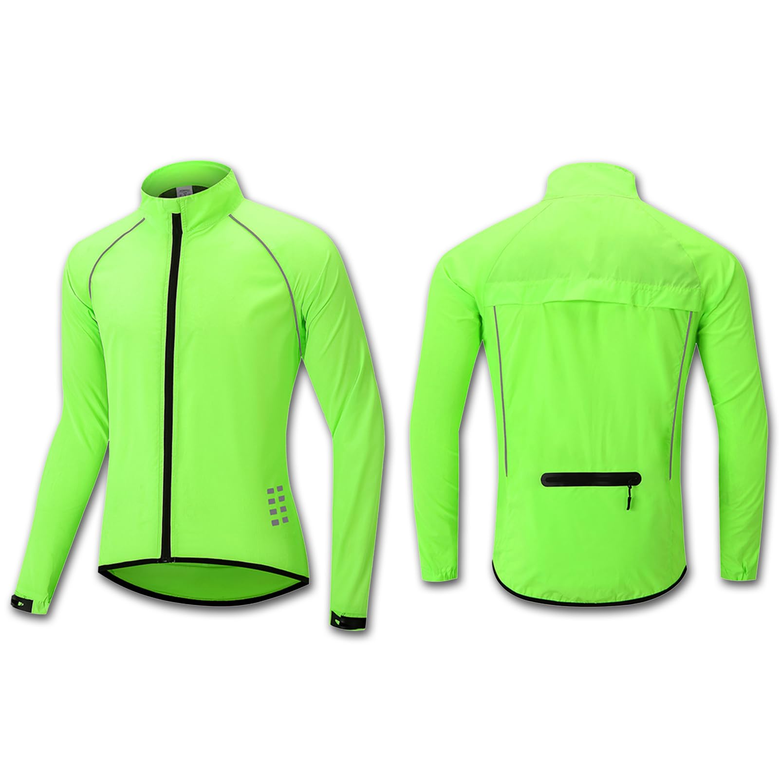 ARMAAN Chaqueta de Ciclismo Reflectante de Seguridad para Hombre para Deportes al Aire Libre Trajes de Ciclismo de montaña Ropa Exterior Impermeable Cortavientos Maillot de Ciclismo Ligero,Green-3XL