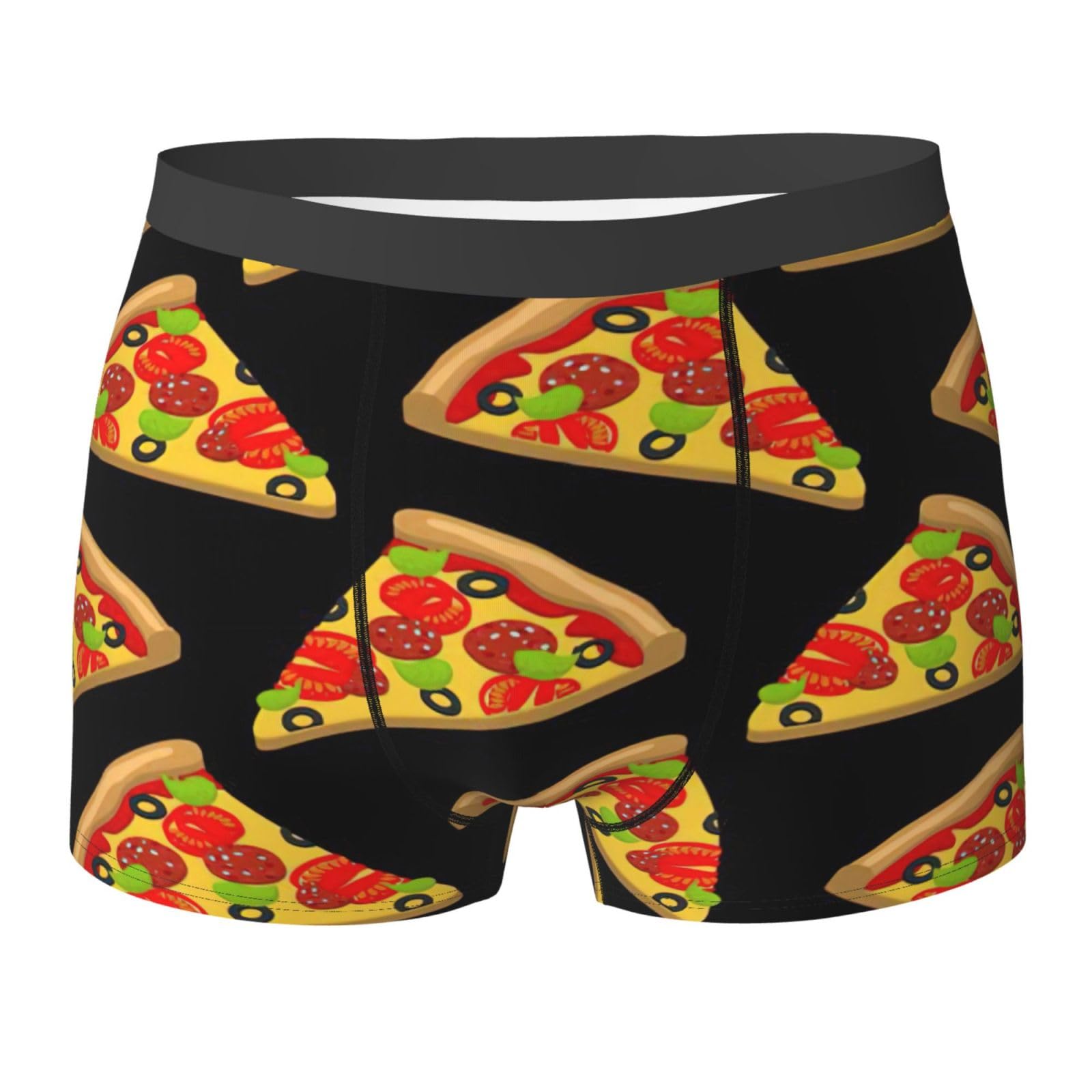 Kwqdozf Men's As Pic Tasty Pizza Print Boxer Briefs,Microfibre Stretch Fit Underwear Shorts Gents For Everyday Wear