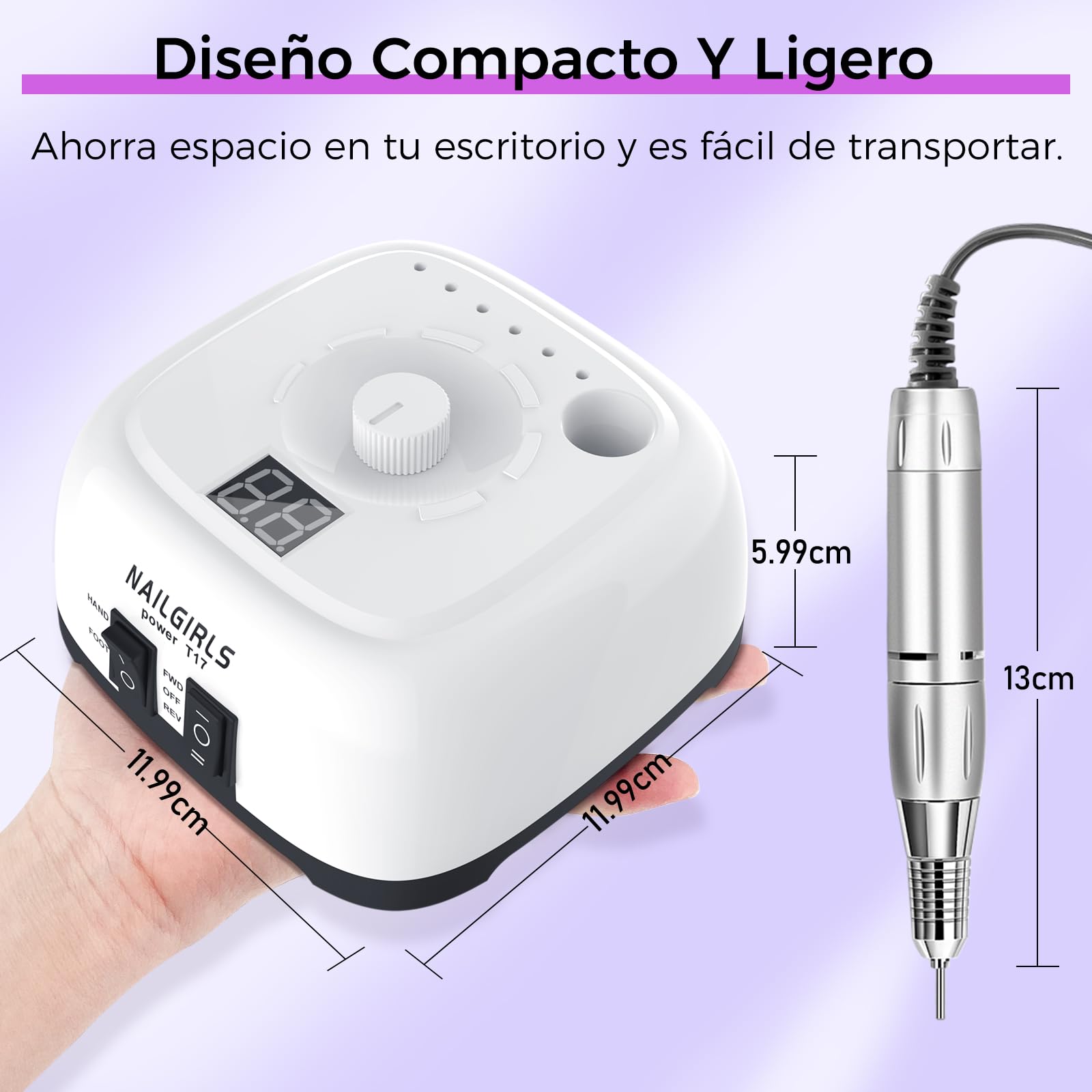 Torno para Uñas Profesional 35000RPM,NAILGIRLS 11 en 1 Torno de Uñas Acrilicas,Torno Electrico para Uñas con Pantalla y Pedal,Baja Vibración Torno Profesional para Uñas Tornos para Manicura y Pedicura