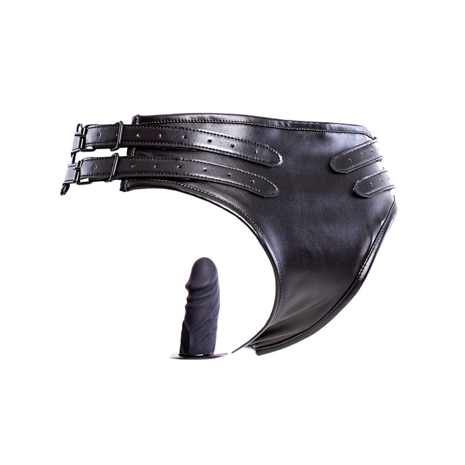 EHYXTEGX Silicone Vibrating Underwear, Dildo Leather Pants with Vaginal Plugs and Anal Plugs, Masturbation Underwear for Men and Women, Adult Sex Toys(10cm)