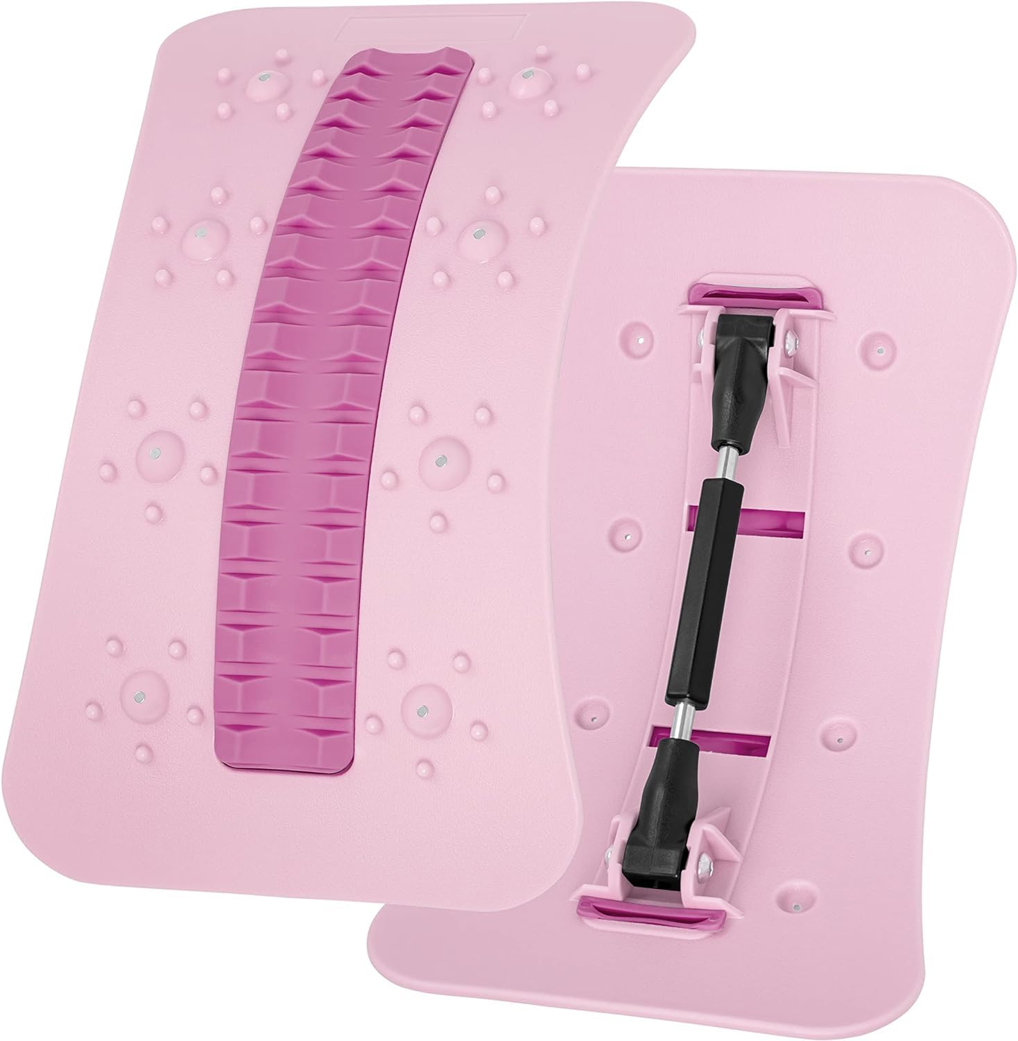 Back Stretcher for Lower Back Pain Relief, Upper & Lower Back Support Spine Board with Magnetic Acupressure Points Stretch Therapy for Relaxation (Pink)