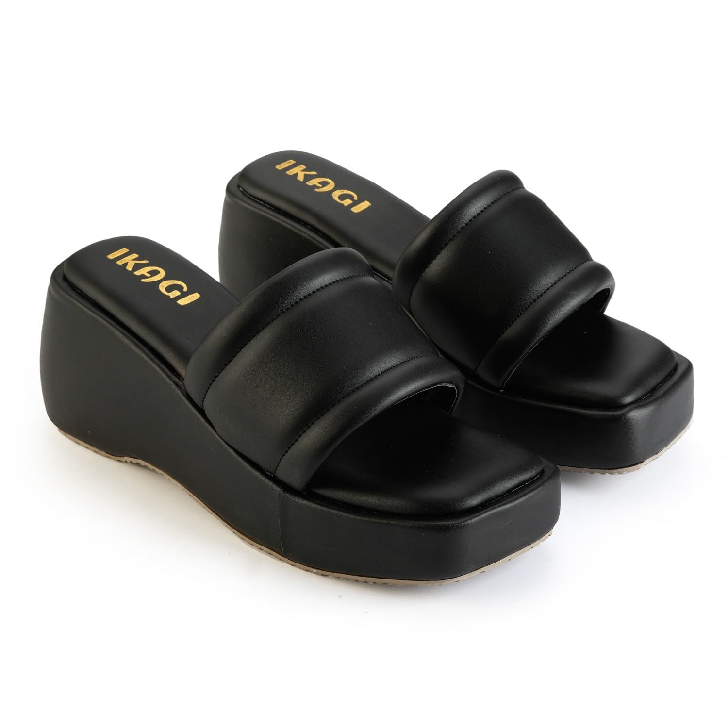 IKAGI New Casual Comfot Platform Wedge Heel Fashion Sandal for Womens and girls (Black, 7) (B0D3QGQL61) Amazon Price History, Amazon Price Tracker