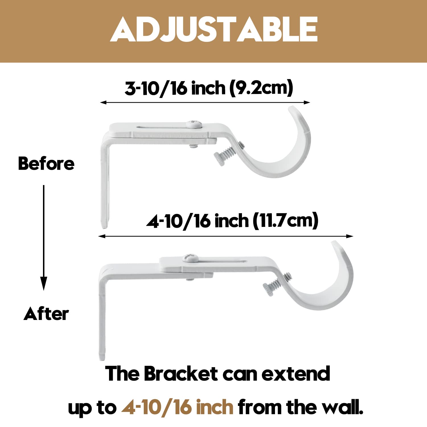 Curtain Rod Brackets - Adjustable & Durable -3