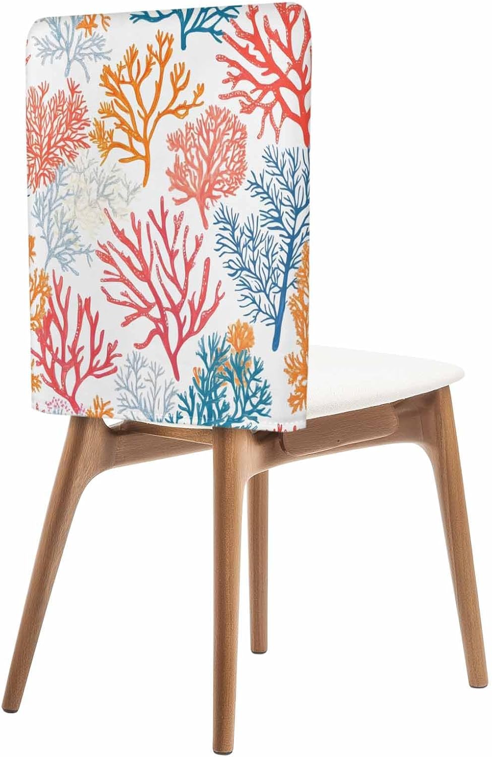 Colorful Coral Chair Back Covers Set of 6, Dining Back Chair Cover Removable Washable Back Slipcovers, Coastal Ocean Abstract Gradient Sea Kitchen Chair Protector for Wedding Party Housewarming