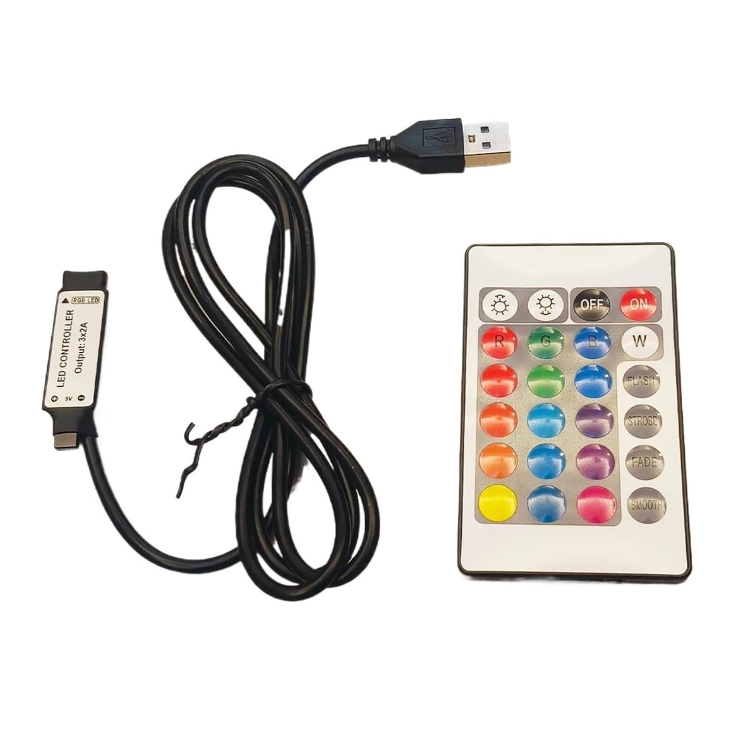 24 Key RGB LED Controller 4 Pin USB 5V Mini Control Line Dimmer for 5050 3528 2835 RGB LED Strip