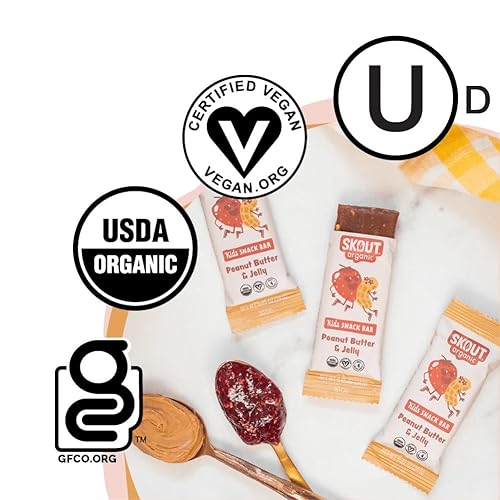 Miniatura 9 de Skout Organic Barras de comida real de mantequilla de maní y gelatina para niños (paquete de 18)  Snacks orgánicos para niños  Nutrición a base de