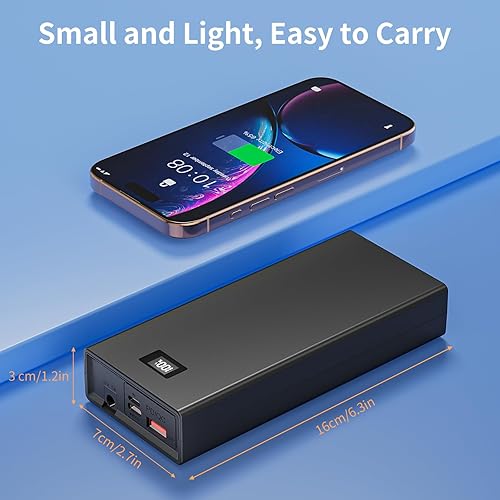 Miniatura 7 de Banco de energía de 20000 mAh con salida de CC 12V3A, cargador portátil de 74 Wh con carga rápida PDQC 3.0, batería externa para laptop, teléfono,