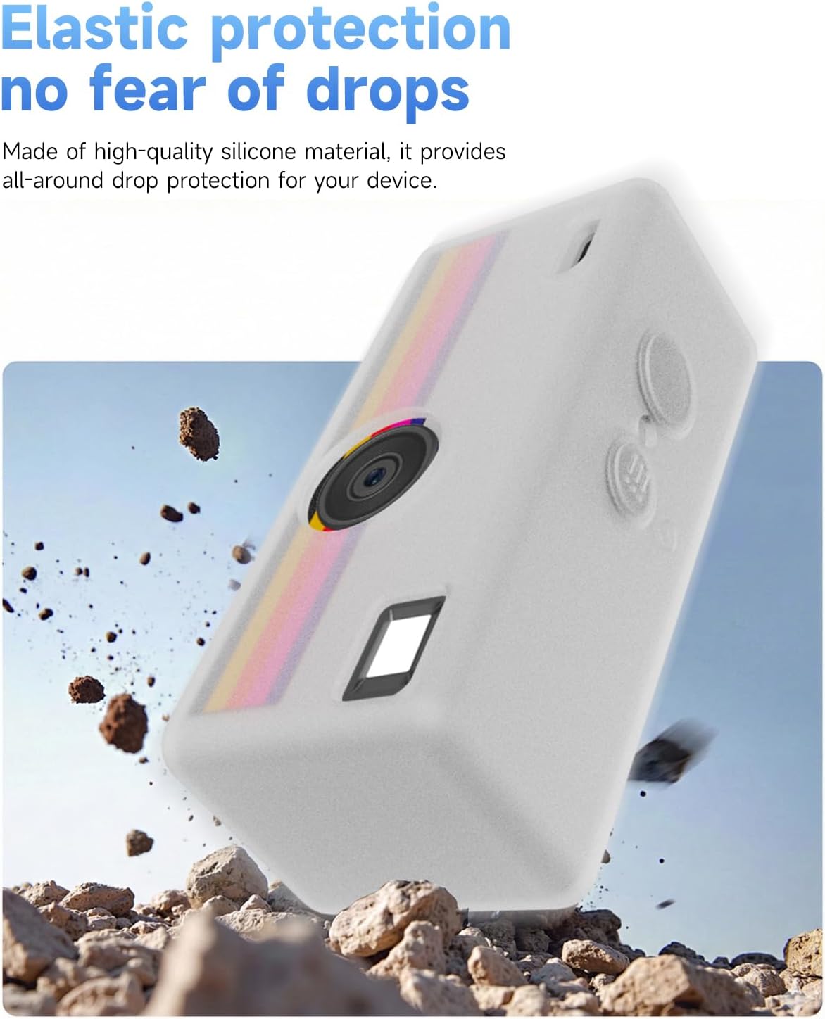 Silicone Case for Kodak CHARMERA Keychain Digital Blind Box accessories,Soft Silicone Protective Case,Comes with Screen Protectors and Wrist Strap - Transparent