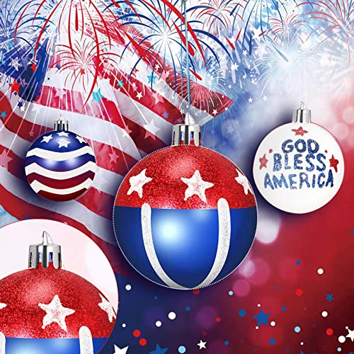 24 Pcs 4Th Of July Ball Ornaments -Patriotic Ball Hanging Pendant Independence Day Ornament Christmas Hanging Ball For Memorial Day Usa Themed Party Independence Day Christmas Tree Wedding Home Decor #TOP4