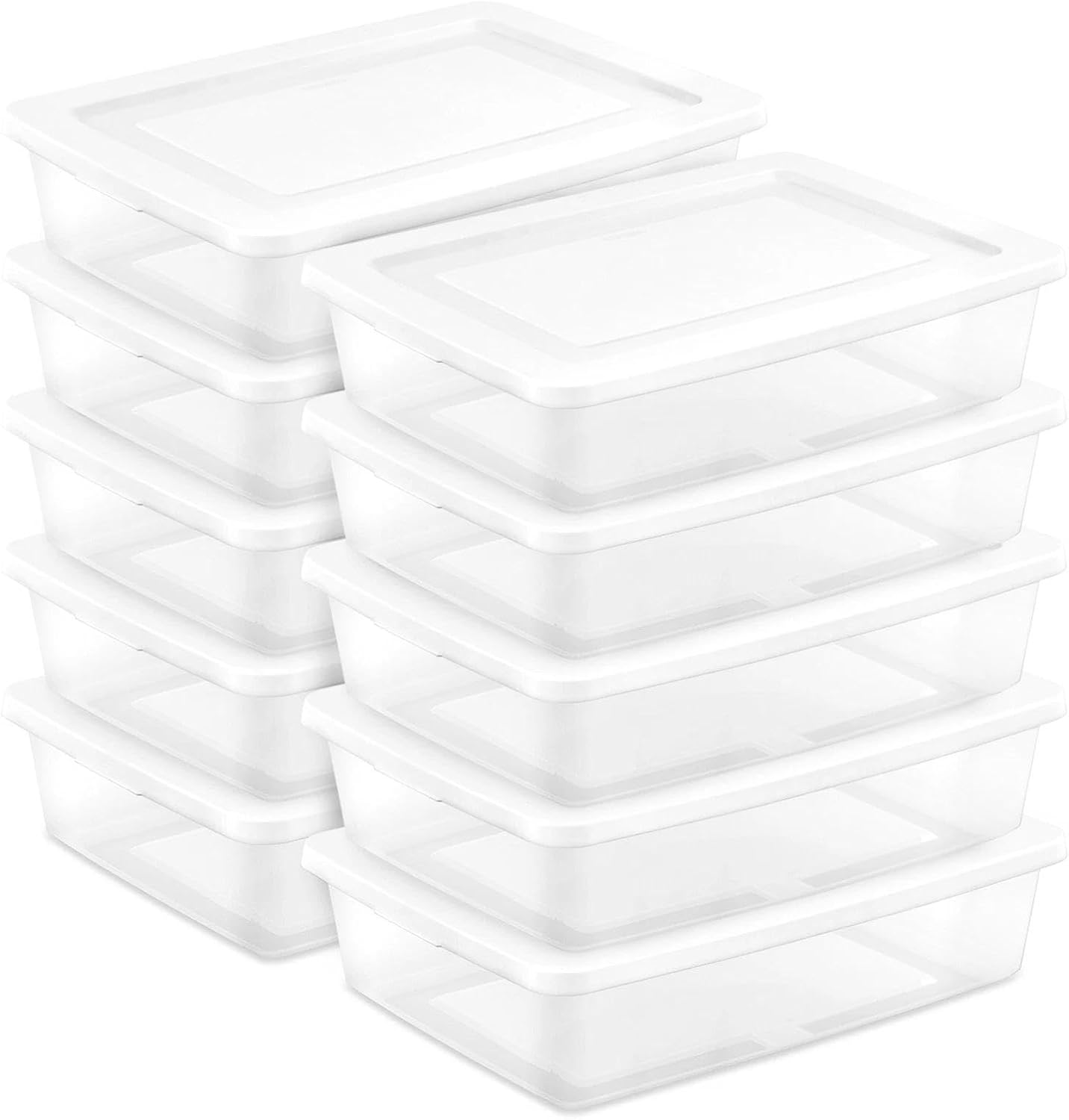 for Sterilite 28 Qt Storage Box, Stackable Plastic Container Home Organizer, 10 Pack