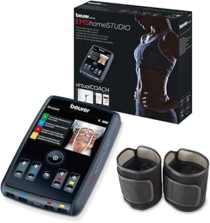 Beurer EM95 Electroestimulador Digital Cuerpo con Bluetooth, EMS, app Homestudio, 4 Canales, Cargador USB, Color Negro