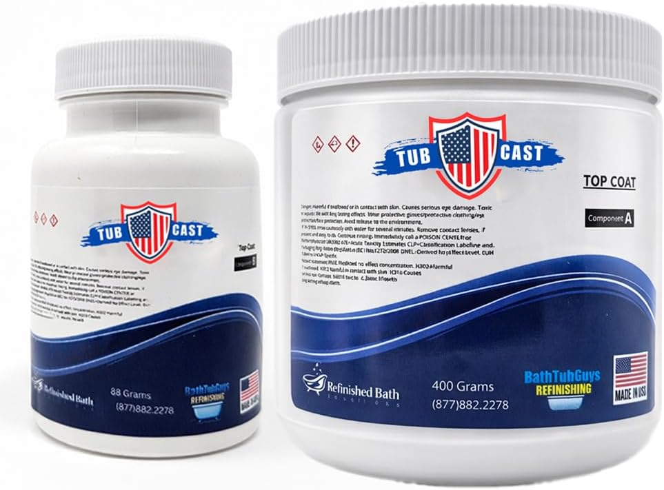 Refinished Bath Solutions Ekopel Roll On Tub Cast Top Coat Replacement Set (Part A + Part B, 2 Bottles)