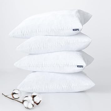 Moonsea Waterproof Zippered Pillow Protector, 4 Pack Standard Size 20 x 26 Inch Pillow Protector, Cotton Terry Pillow Covers Encasement, Pillow Case White