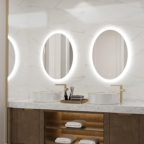 Miniatura 6 de illucid Espejo LED para baño, 22 x 28 pulgadas, luz cálidadiurna opcional retroiluminación y memoria swtich para desempañador, inastillable, uso