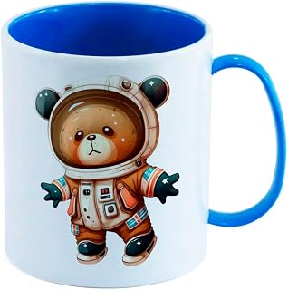 Caneca de Polímero Plástico Inquebrável Infantil Azul Royal URSO PANDA FOFINHO ASTRONAUTA BEBE