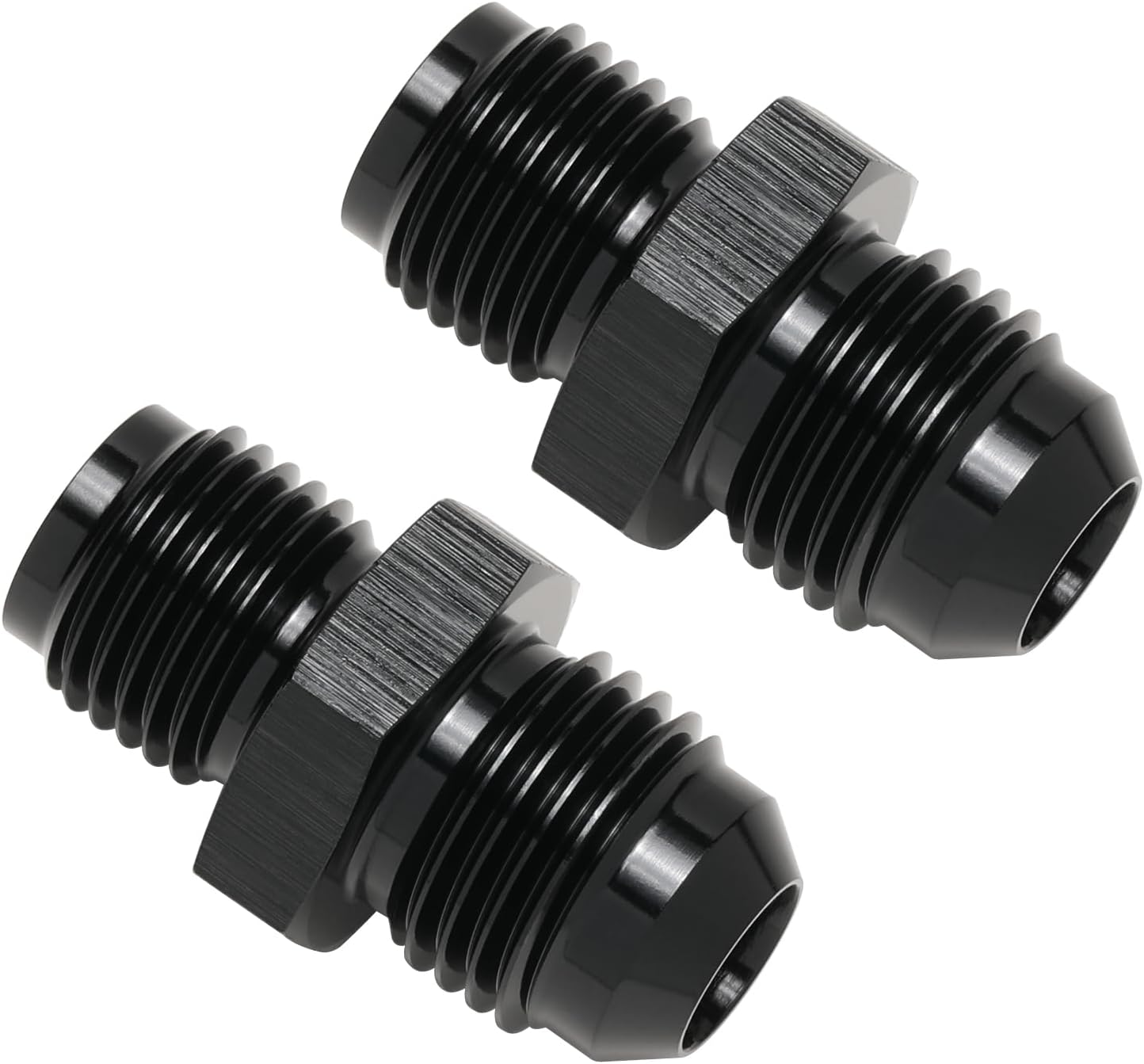 6AN Male to 1/2-20 Inverted Flare Adapter Fitting Connector Aluminum Black, Pack of 2