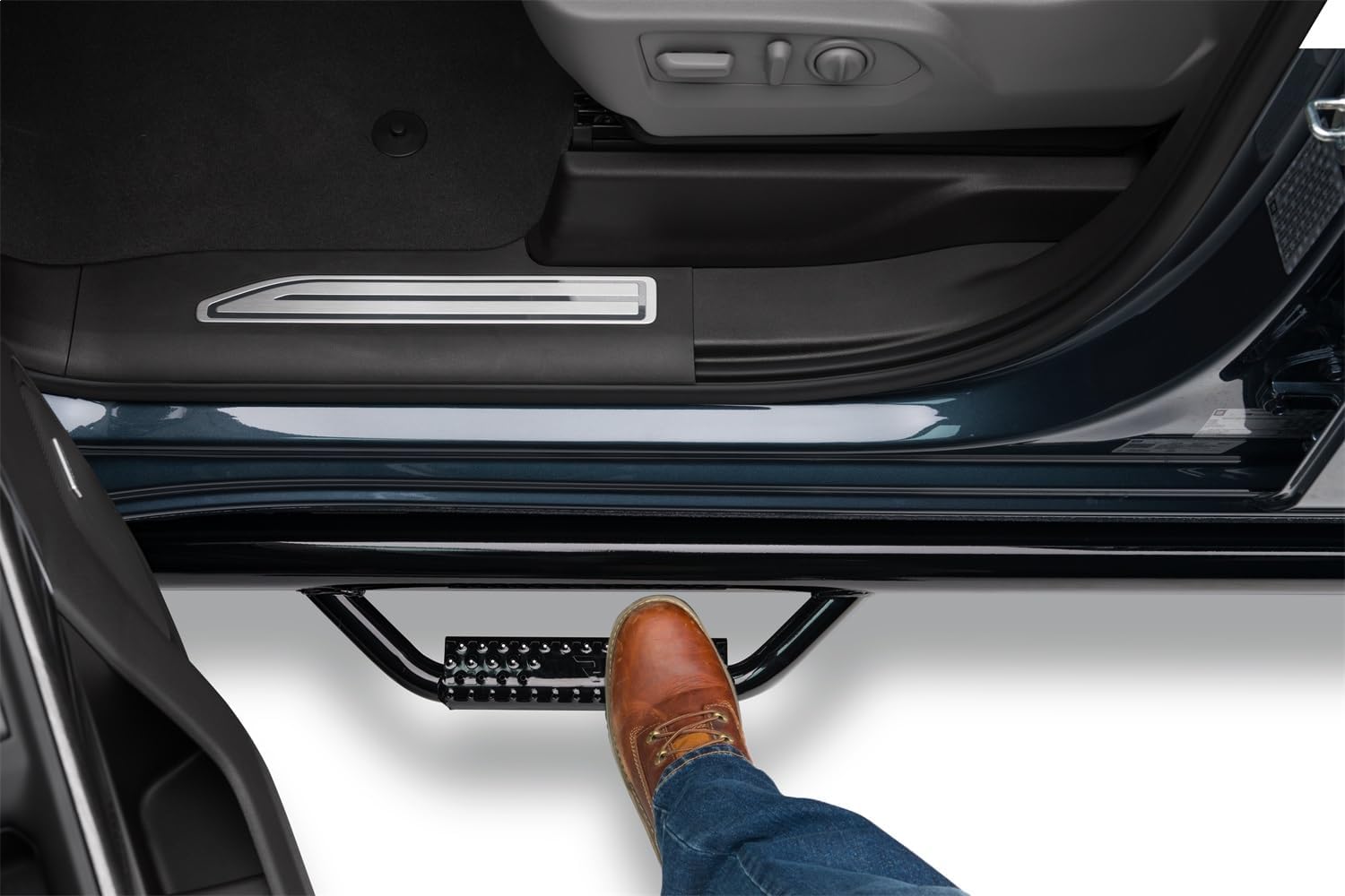 RealTruck Nerf Steps for Silverado/Sierra | Wheel-to-Wheel w/ Bed Access, Heavy Duty Steel, Gloss Back | C19105CC-6 | Fits 2020 - 2025 Chevrolet / GMC 2500 / 3500 Crew Cab