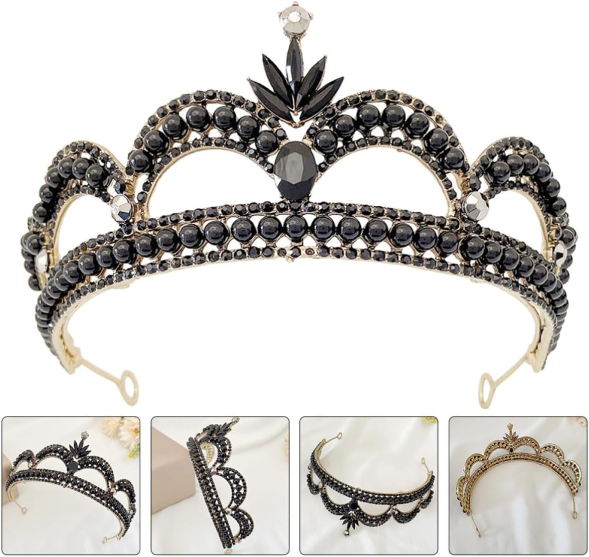 Hemobllo Black Rhinestone Crown for Women and Lightweight Zinc Alloy Hair Accessory Wedding Tiara Not Easy to Fade Classic Fashionable Look