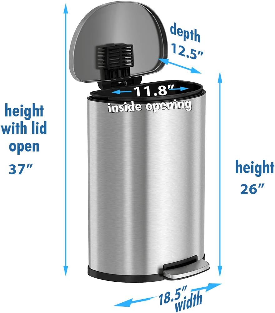 Free Shipping Offer iTouchless SoftStep 13.2 Gallon Step Trash Can with Odor Control System Stainless Steel, Semi-Round, 50 Liter Garbage Bin for Kitchen, Office, Home-Silent and Gentle Open/Close, Space Saving Up To 50% OFF iTouchless SoftStep 13.2 Gallon Step Trash Can with Odor Control System Stainless Steel, Semi-Round, 50 Liter Garbage Bin for Kitchen, Office, Home-Silent and Gentle Open/Close, Space Saving
