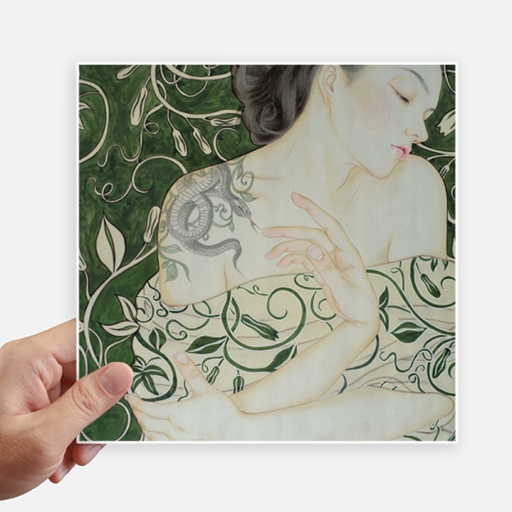 Sticker serpent chinois aquarelle 20cm pour masquer les rayures de valise