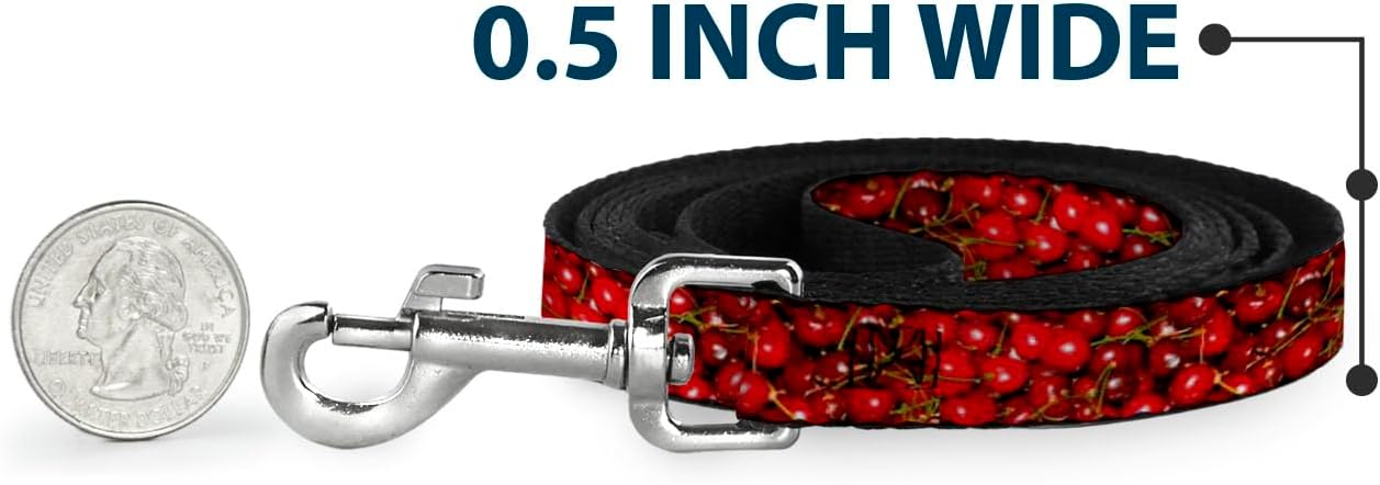 Dog Leash Fresh Cherries Stacked 6 Feet Long 1.0 Inch Wide