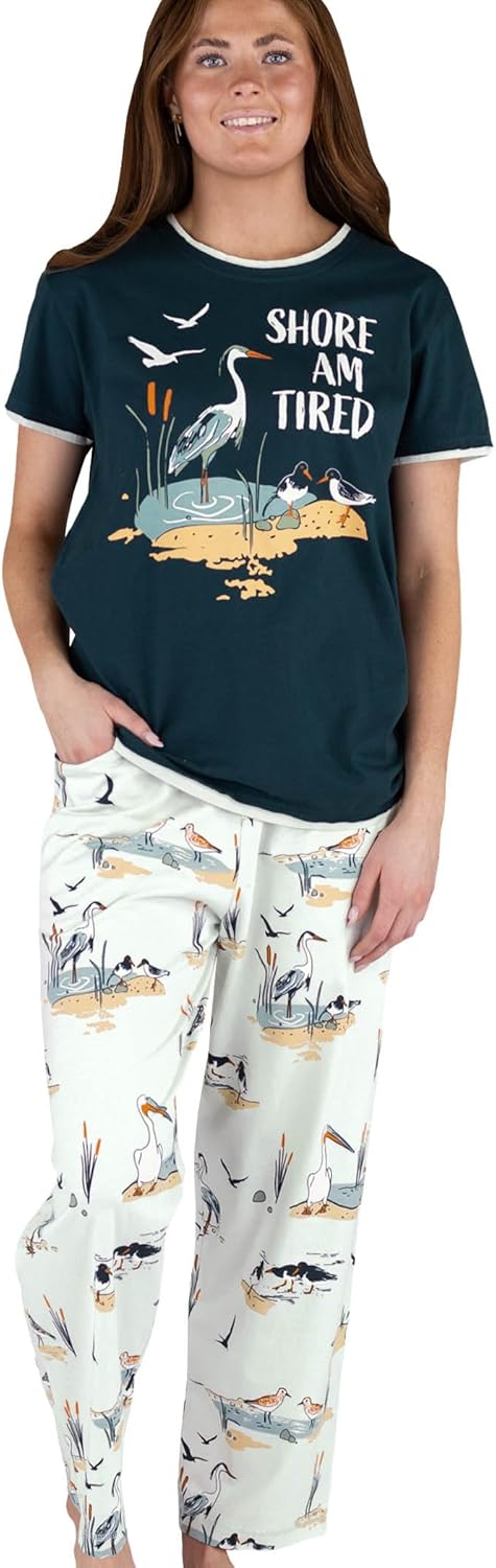 Lazy One Women’s Aquatic Pajama Set – Cute Ocean & Coastal Animal Loungewear for Comfort and Fun