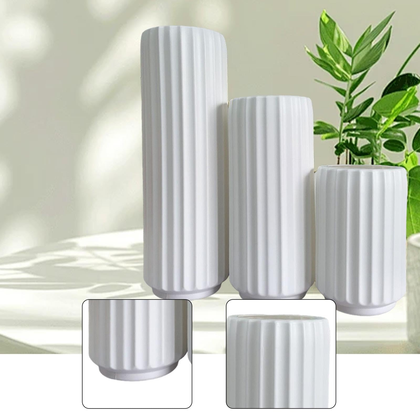 F Fityle 3 Jarrones Altos de Suelo, Centros de Mesa, Regalos Ideales, Decoración del Hogar, Jarrones de Flores para Bodas, Estanterías, Recibidores Y Salas de, Blanco, Individual