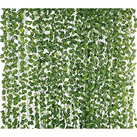 Yatim 78-Ft 12 Pack Silk Artificial Ivy Vines Leaf Garland Plants Hanging Wedding Garland Fake Foliage Flowers Home Kitchen Garden Office Wedding Wall Decor Cover
