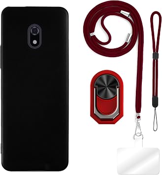 4 in 1 Case Compatible with Xiaomi Duoqin F22 Pro with Strap, Wristband, Ring, Shockproof Protective Cover Travel Set Red Set | 3.54" 4-in-1 TPU