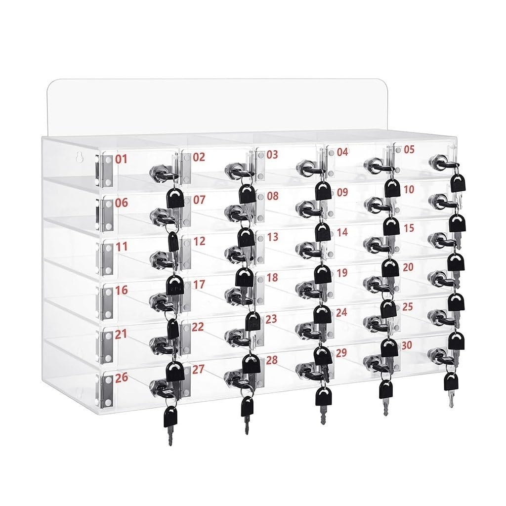12/15/20/25/30/40 Slots Mobile Phone Storage Clear Cell Phone Locker Box With Lock Student Mobile Phone Locker For Classroom Office Exam For Office, Gym(30)
