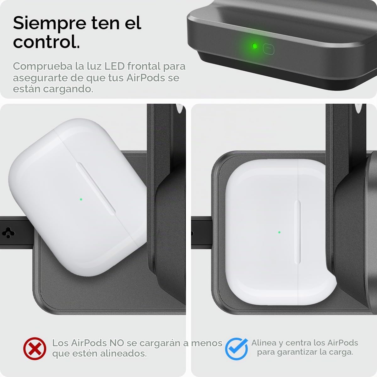Spigen OneTap Pro 3 MagFit Soporte de MagSafe Carga Inalámbrica Rápida 3 en 1, Modo Standby iOS 17, Compatible con Modelos de iPhone 16,15,14,13,12, AirPods Pro 3 - Negro