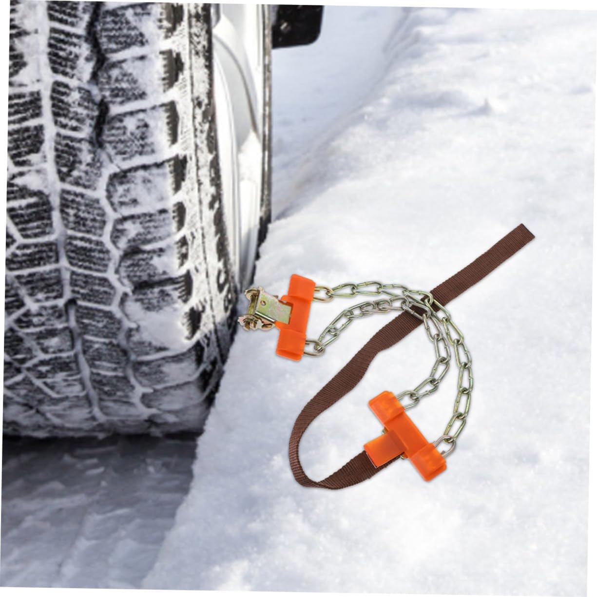 Generic Anti-slip Snow Chains for Car Tires Reusable Cold- Set for Small Cars and SUVs Easy Installation Emergency Tire Chains for Snow and Ice Driving Safety