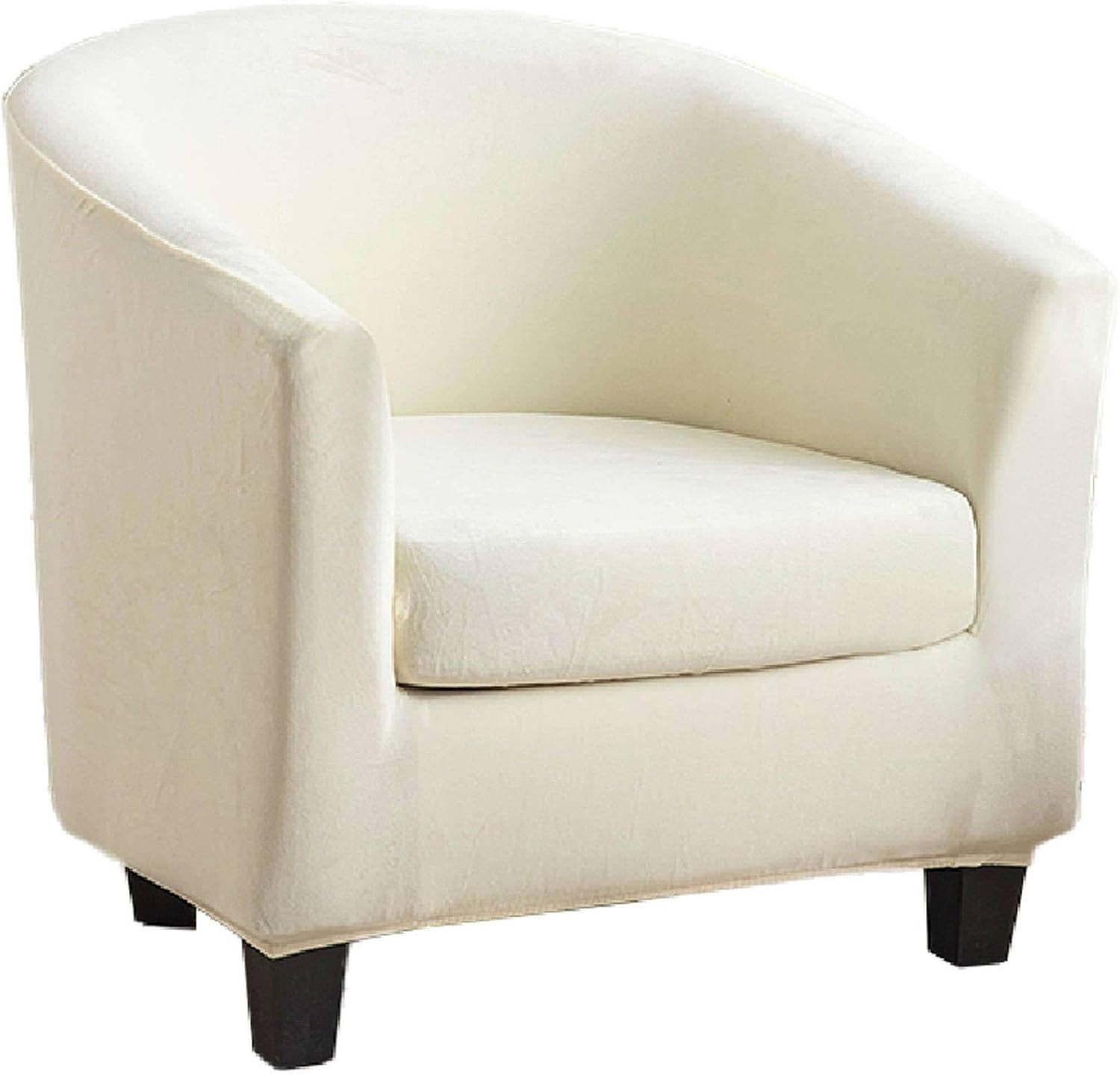 Velvet Club Chair Slipcover 2 Piece, Soft Stretch Barrel Chair Cover for Living Room Removable Armchair Covers Washable Tub Chair Covers-Cream-2 Piece