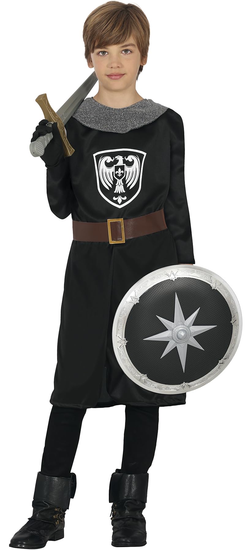 FIESTAS GUIRCA Brave Medieval Warrior Boys Fancy Dress Costume - Black Knight Kids Fancy Dress Costumes Boys 3-4 years