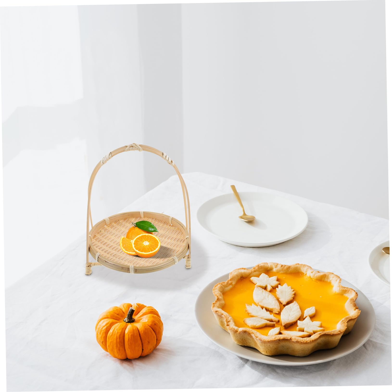 GLEAVI Multi Use Woven Basket for Serving Snacks Desserts Fruits Stylish Decorative Tray with Handle for Home Decor Gatherings