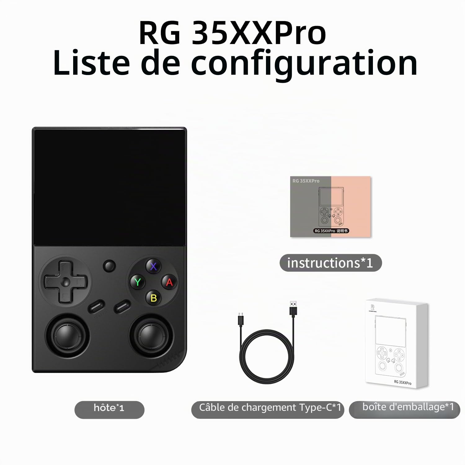 Console de Jeux Portable XiFanHo RG35XX Pro, système Linux, Carte TF intégrée de 64 Go, écran IPS de 3,5 Pouces, Batterie de 3 200 mAh, Sortie HDMI vers téléviseur, Consoles de Jeux rétro (Noir)