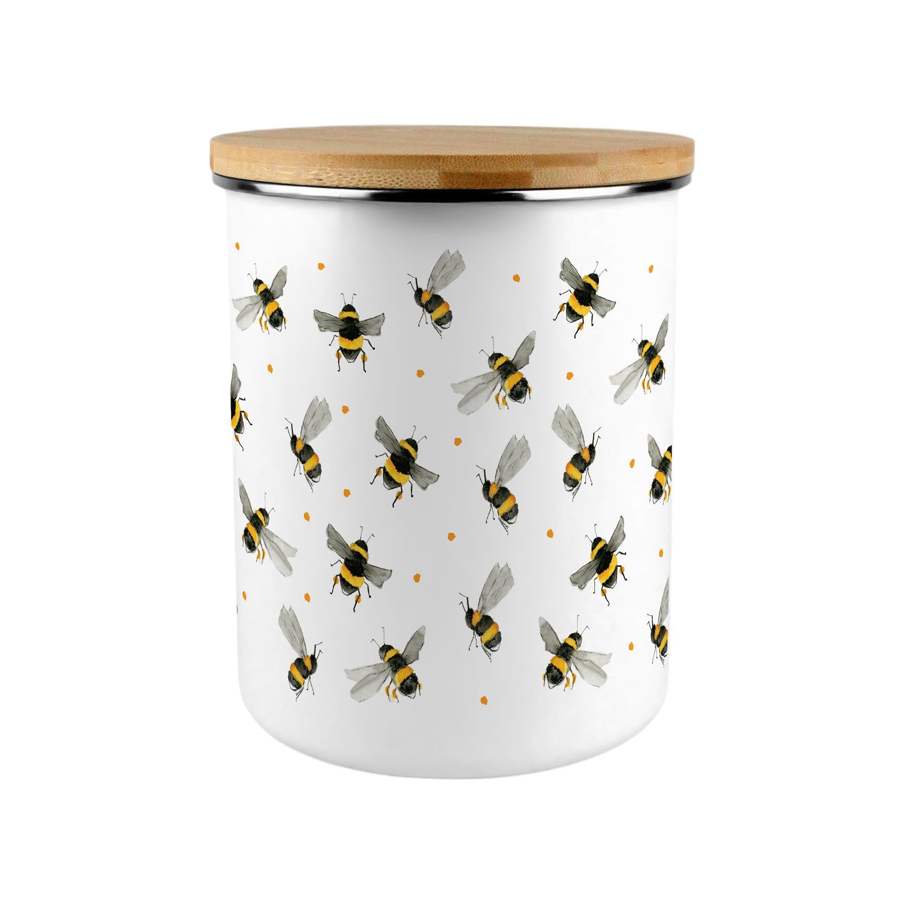 Scattered Bees Canister - Bumblebee Large Enamel Home & Kitchen Storage Container/Gifts for Bee Lovers