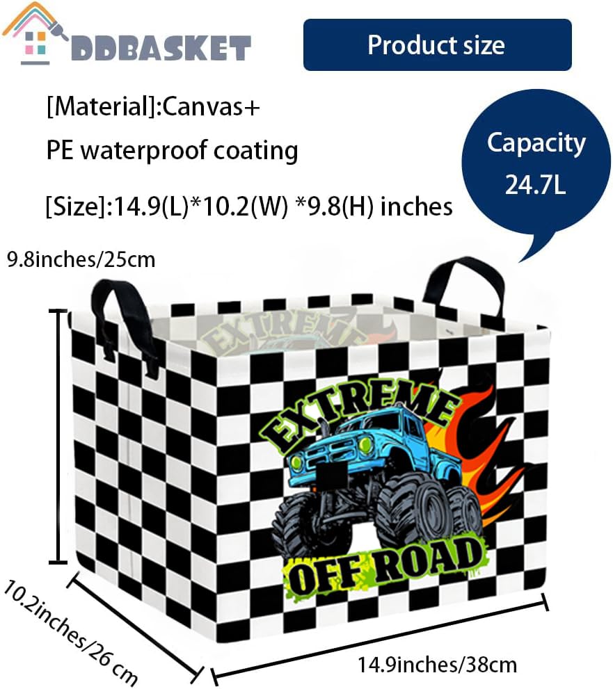 Image of Rectangle Kids Baskets Car Basket Cute Storage Bin Organizer Boys Box for Room Decor Gift Basket(Racing car)