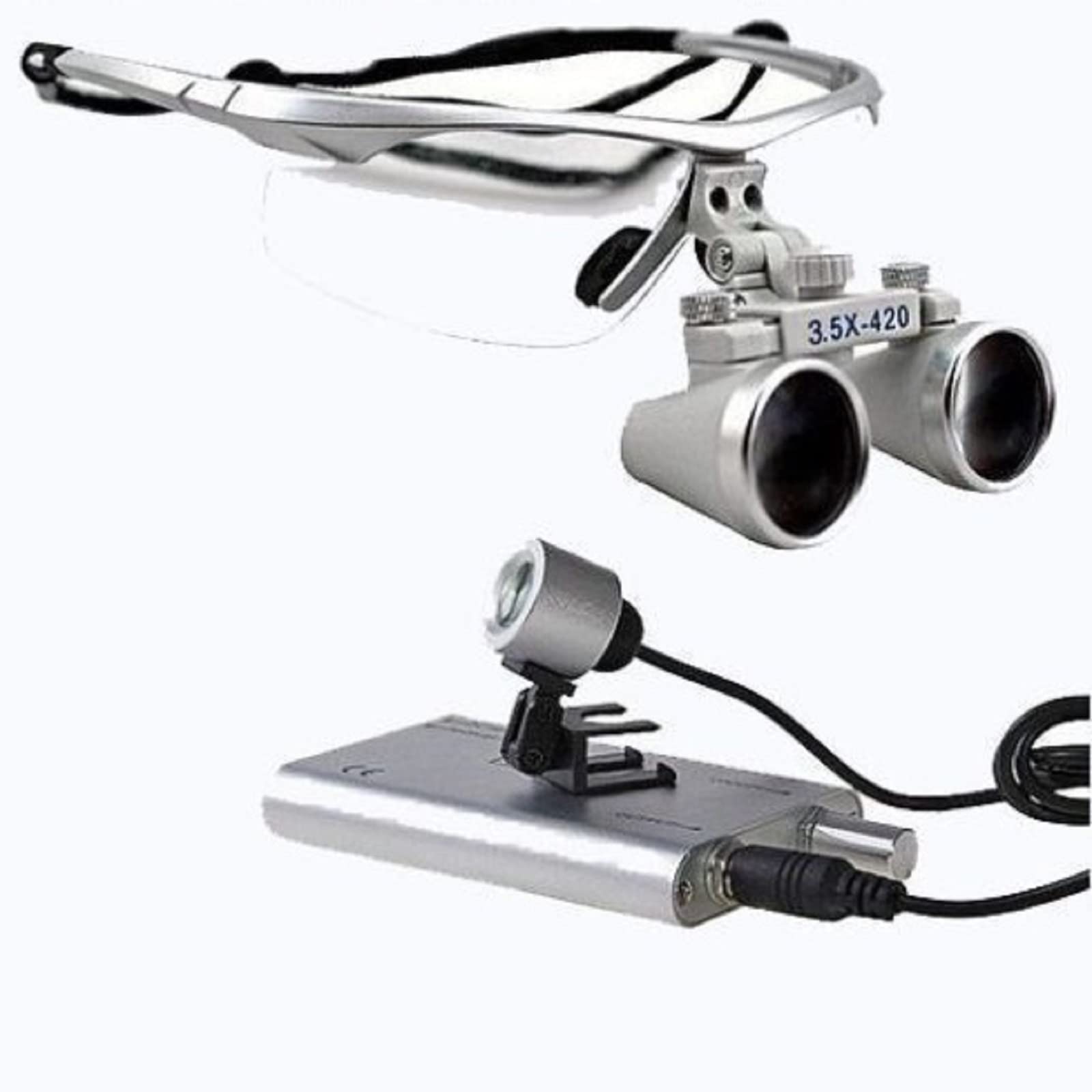 Dental Lupa Dentista 3,5x 420 mm z LED Faro Headlight
