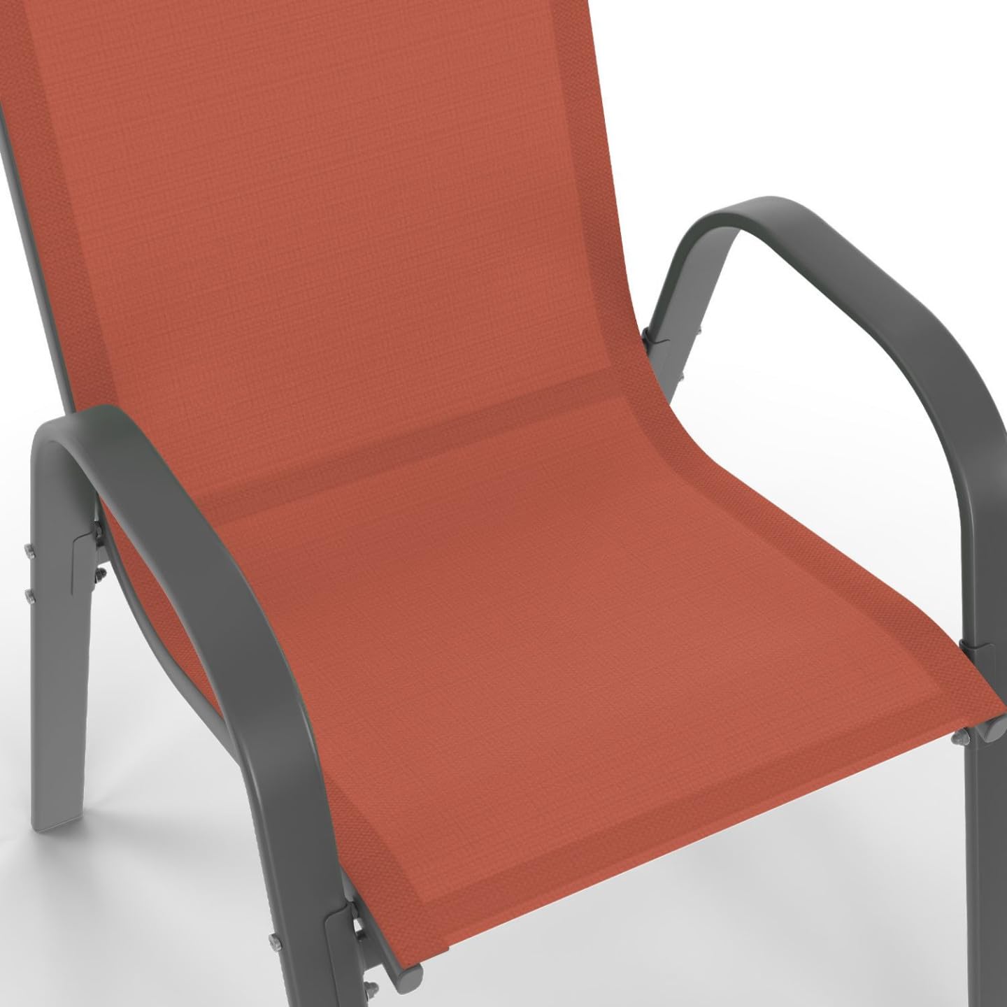 IDMarket - Lot de 4 chaises de Jardin LYMA métal et textilène empilables Terracotta et Gris