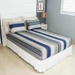 Jogo de Lençol Cama Casal 3 Peças Estampado 100% Algodão com Elástico e Toque Macio Cozzilar (Modelo 3)