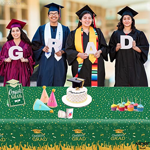 Image of KatchOn Graduation Decorations 2026, Green and Gold Graduation Tablecloth Pack of 3, 108x54 Inch, Congrats Grad Tablecloth | Green Tablecloth for Class of 2026 Congrats Grad Table Covers