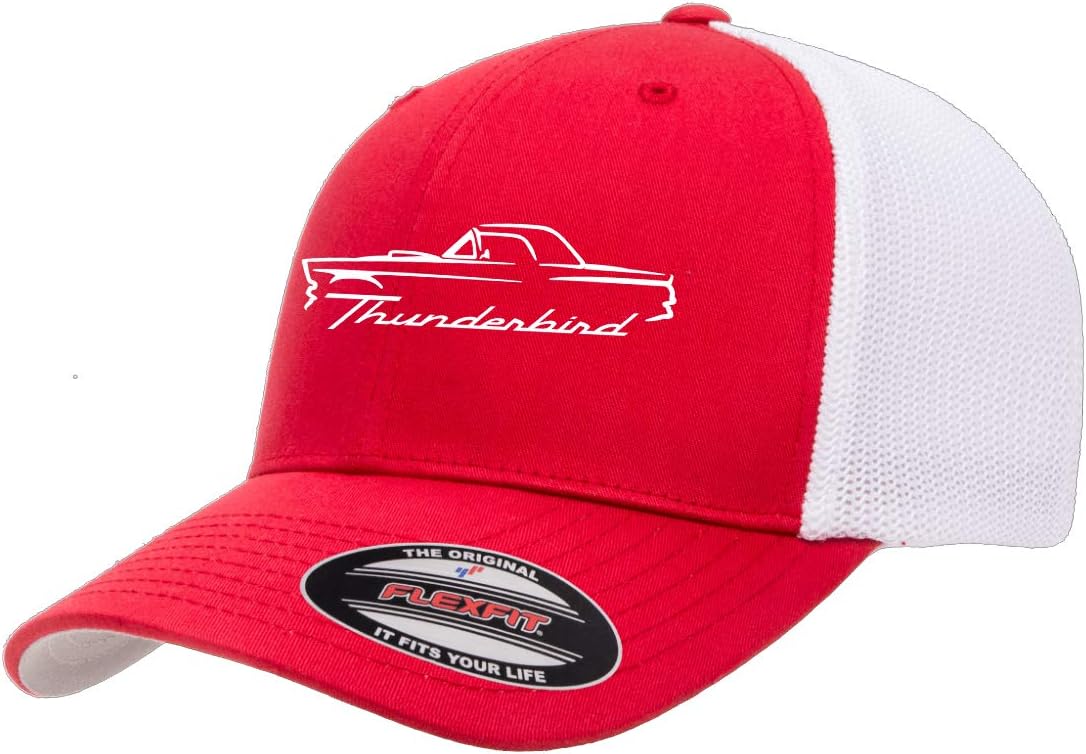 1955 1956 1957 Ford Thunderbird Hardtop Outline Design Flex6511 Trucker Mesh Fitted Cap