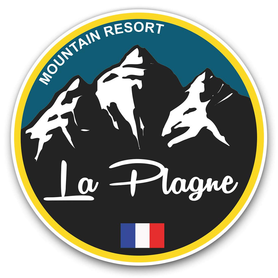 Destination Vinyl Ltd La Plagne Ski Snowboard Resort France 5341 Vinyl Stickers (Set Of 2) 7.5Cm - La Plagne Ski Snowboard Resort France #5341