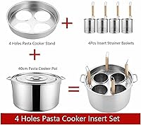 Vista 2 de Olla para Pasta De Acero Inoxidable, Juego De Olla para Pasta Con Cesta para Insertar, 4 Agujeros