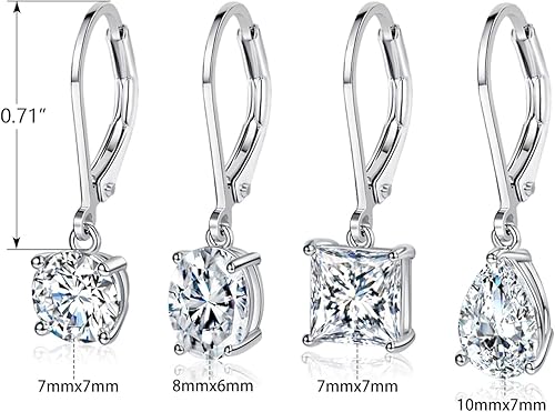 Miniatura 2 de MDFUN Aretes colgantes chapados en oro blanco de 18 quilates con circonita cúbica transparente para mujer, hipoalergénicos, Chapado en oro blanco,