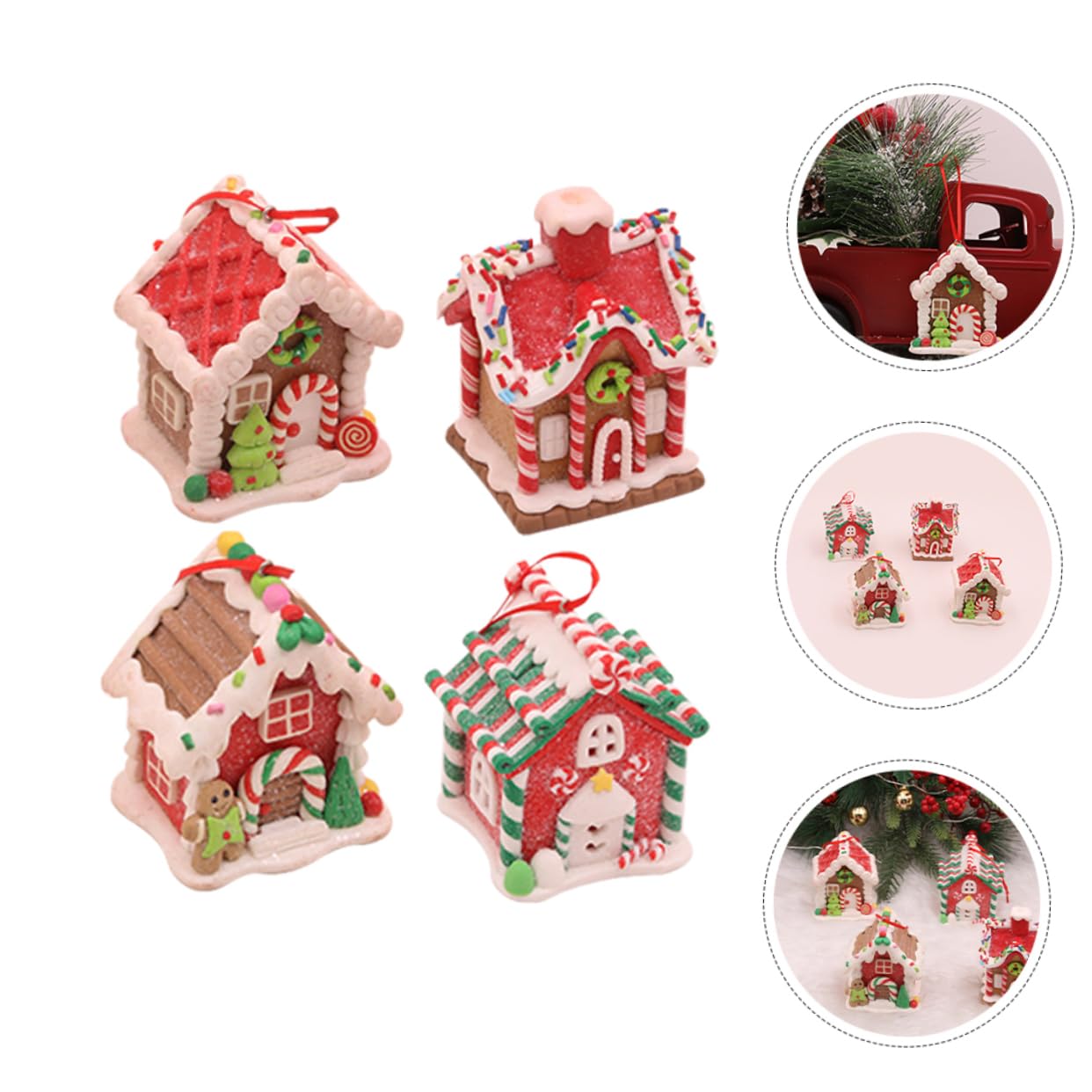 Cabilock 4 Set Set Di Ornamenti Per L'Albero Di Natale Per Le Vacanze Ornamenti Per La Casa Di Pan Di Di Natale Per La Casa Da Tavolo 4 Pezzi 4 pezzi * 4